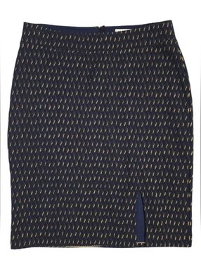 Anthropologie Skirt Maeve Hannon Navy Blue Yellow Textured Pencil Skirt sz 14